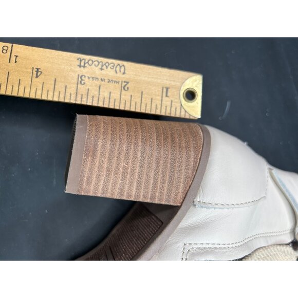 Toms Womens Peep-Toe Ankle Booties With Block Heel In Textured Beige - Picture 9 of 9